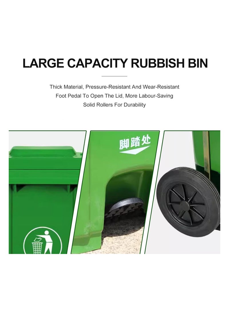 Swish Super Heavy Duty Plastic Garbage Large Bin, Green, 240 Litre with Wheel and Center Pedal -Kitchen and Outdoor Recycle Trash Can, Large Industrial Waste Bin - Image 3